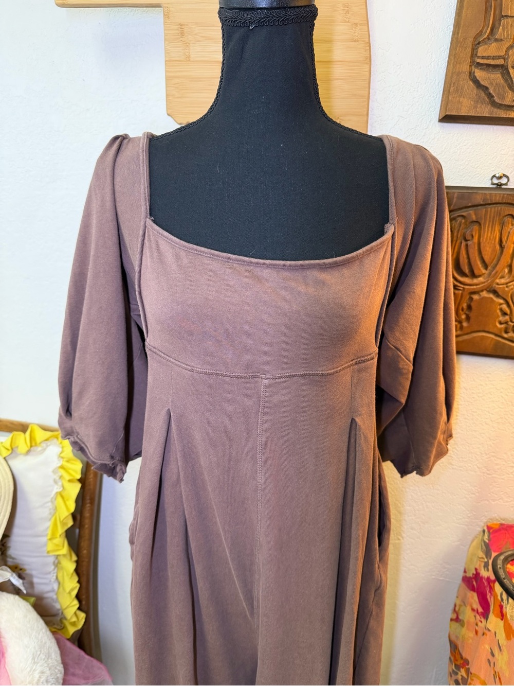 Intimately Free People Off Shoulder Empire Waist Jogger Harem Jumpsuit XS Brown - Picture 4 of 16